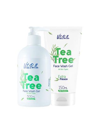 خرید ژل شستشوی صورت ویتابلا حاوی روغن درخت چای مرطوب کننده ضد باکتری و قارچ و آکنه مناسب برای انواع پوست آقایان و بانوان