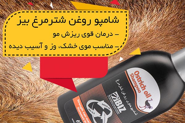 خرید شامپو روغن شترمرغ بیز برای درمان قوی ریزش مو،مناسب برای موهای خشک،وز و آسیب دیده